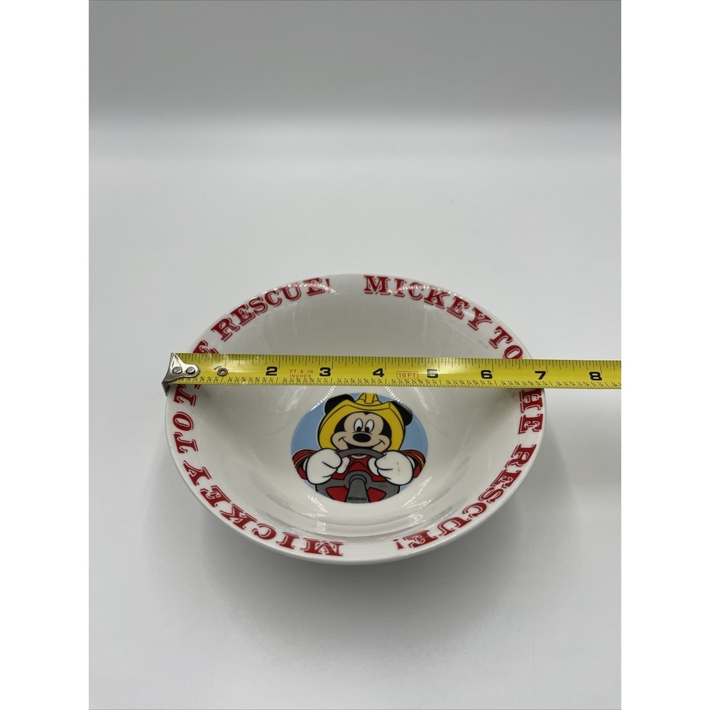 MICKEY TO THE‎ RESCUE Disney 7" RARE Mouse CERAMIC Bowl FIREFIGHTER White #08 - Picture 6 of 9